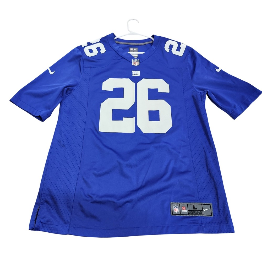 New York Giants Football Jersey Mens Large Blue NFL Nike On Field Barkley 26